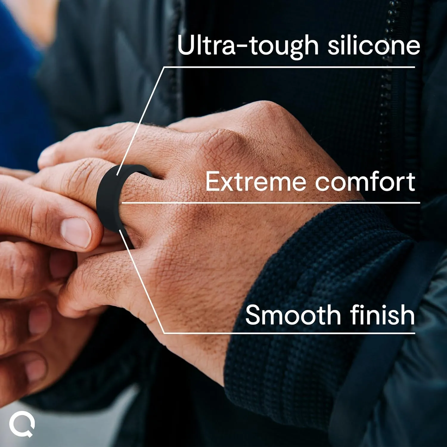 QALO Men's Basic & Flat Silicone Ring - Mens Silicone Wedding Band - Breathable Comfort Fit Silicone Rings for Men - Durable Rubber Engagement Rings for Him - 8mm x 2mm