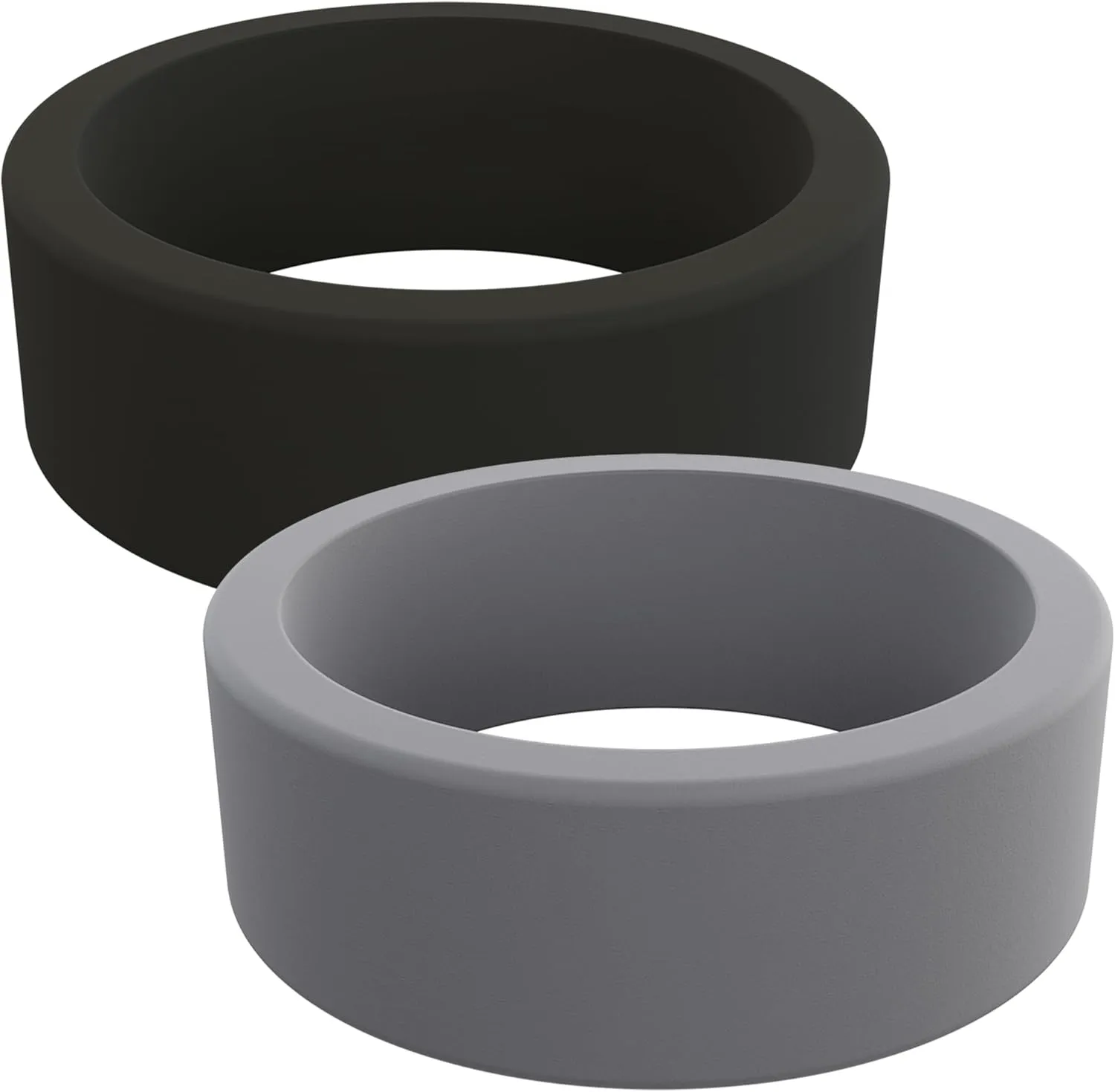 QALO Men's Basic & Flat Silicone Ring - Mens Silicone Wedding Band - Breathable Comfort Fit Silicone Rings for Men - Durable Rubber Engagement Rings for Him - 8mm x 2mm