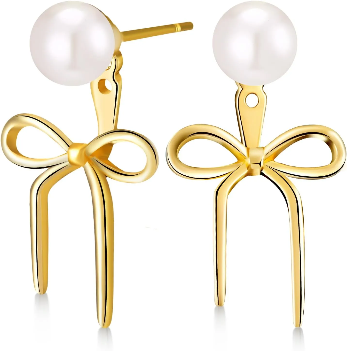 Quelay Stud Earrings for Women Pearl Dangle Bow Earrings