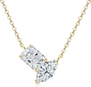 Radiant and Marquise Cut Moissanite Pendant Necklace, 3cttw D Color VVS1 925 Sterling Silver Dainty Pendant for Women Wife Girlfriend Jewelry Gifts (Gold)