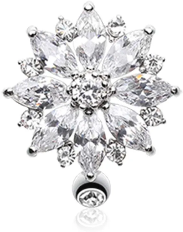 Radiant Flower Multi-Gem Marquise WildKlass Belly Button Ring