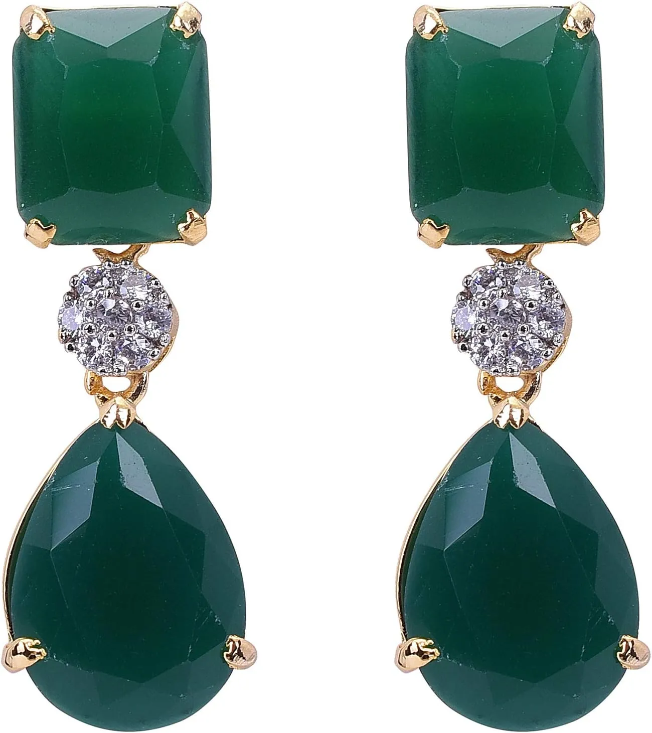 Ratnavali Jewels Gold Plated Cubic Zirconia Dangle Drop Earrings Jewelry For Women