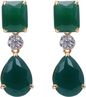 Ratnavali Jewels Gold Plated Cubic Zirconia Dangle Drop Earrings Jewelry For Women