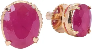 Ratnavali Jewels Gold Plated Cubic Zirconia Stud Earrings Jewelry For Women 9mm (Oval)