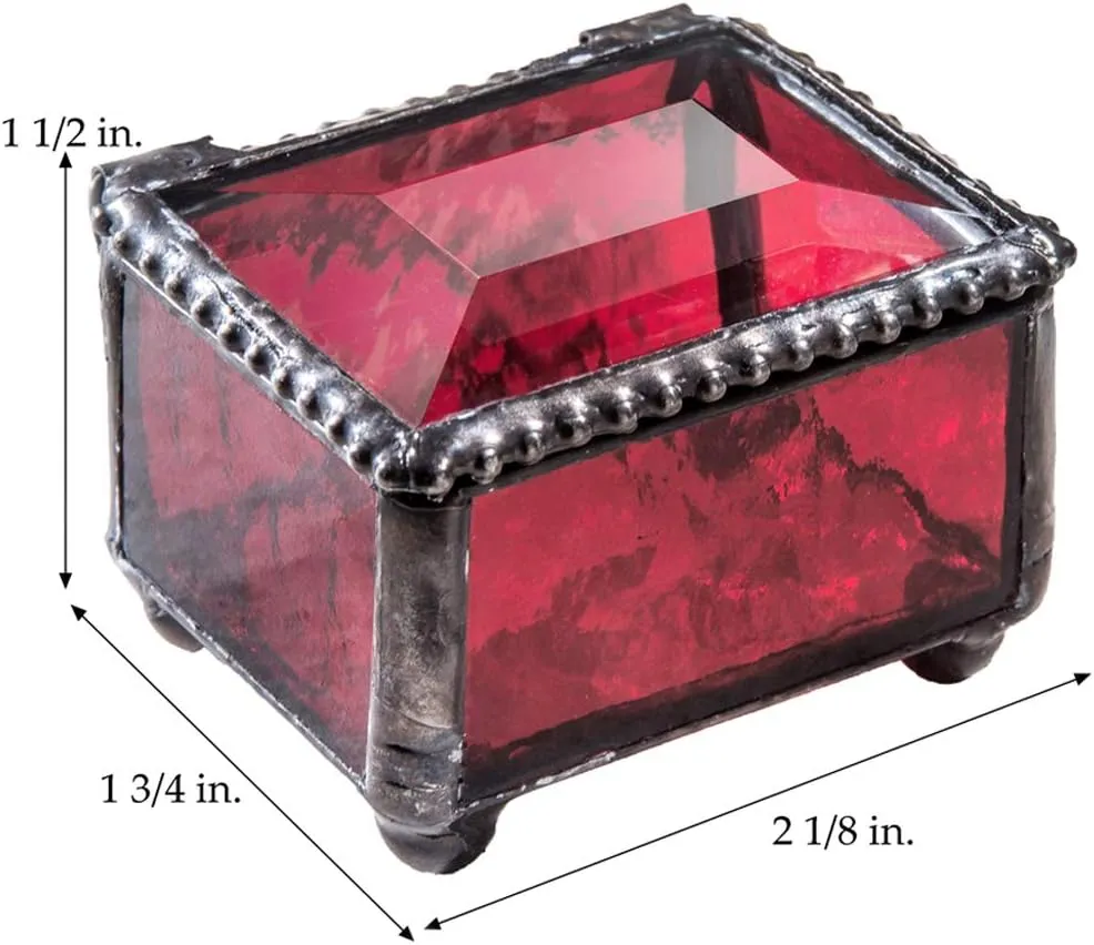 Red Stained Glass Ring Box Small Jewelry Keepsake Trinket - J Devlin Box 325-4