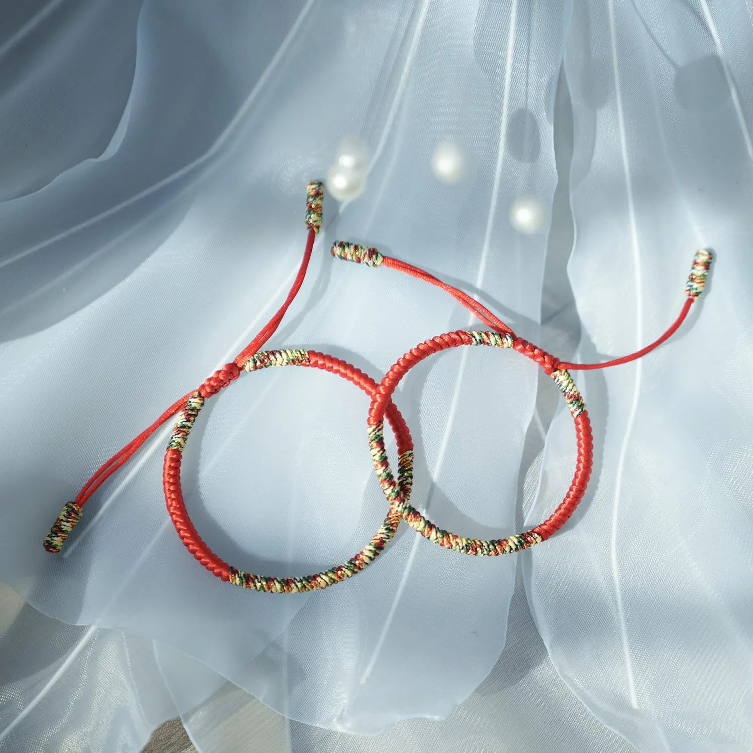 Red String Bracelet for Men and Women - Tibetan Buddhist Handmade Lucky Rope Knots Bracelet - Positive Energy & Protection Red String Bracelet for Couples, Friendship Gift Box (Medium, Color 1)