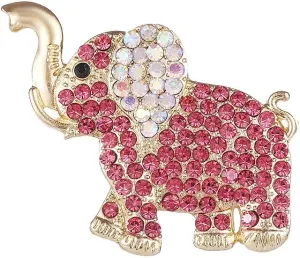 Rhinestone Brooch Pins Cute Animal Pink Elephant Pet Collar Dress Hat Brooch Pin for Women Birthday Holiday Fashion Jewelry
