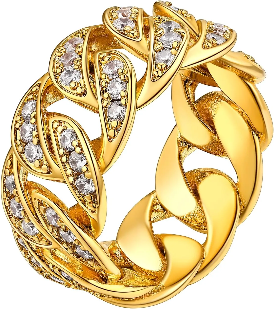 Richsteel Eternity Rings for Women Engagement Band Ring for Friend Cubic Zirconia Diamond Gold/Black Plated Copper Anniversary Rings Size 7 To 14