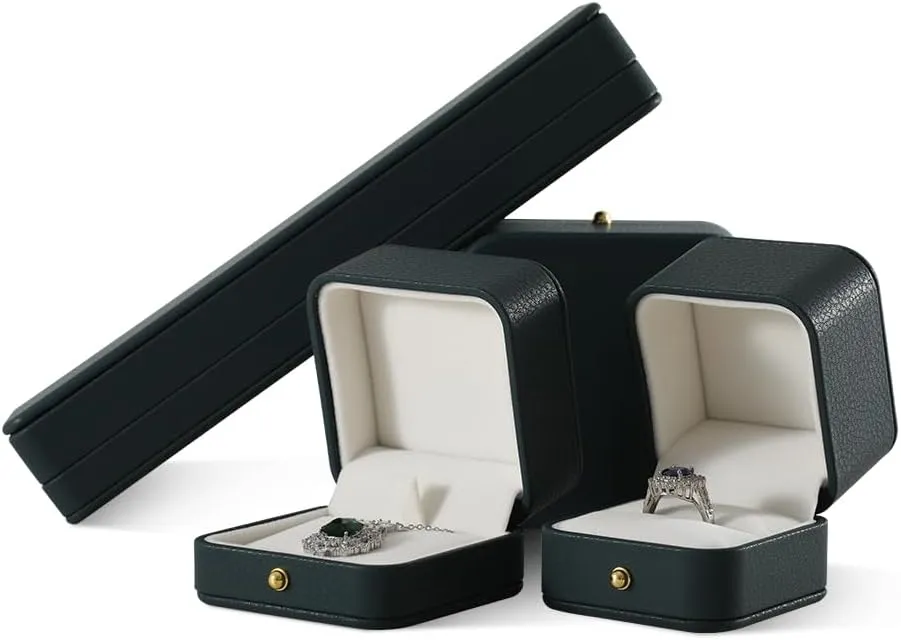 Ring Box, Leather Ring Case,Premium Mens Jewelry Box,Luxury Ring Box For Proposal,Dark Green Ring Boxes