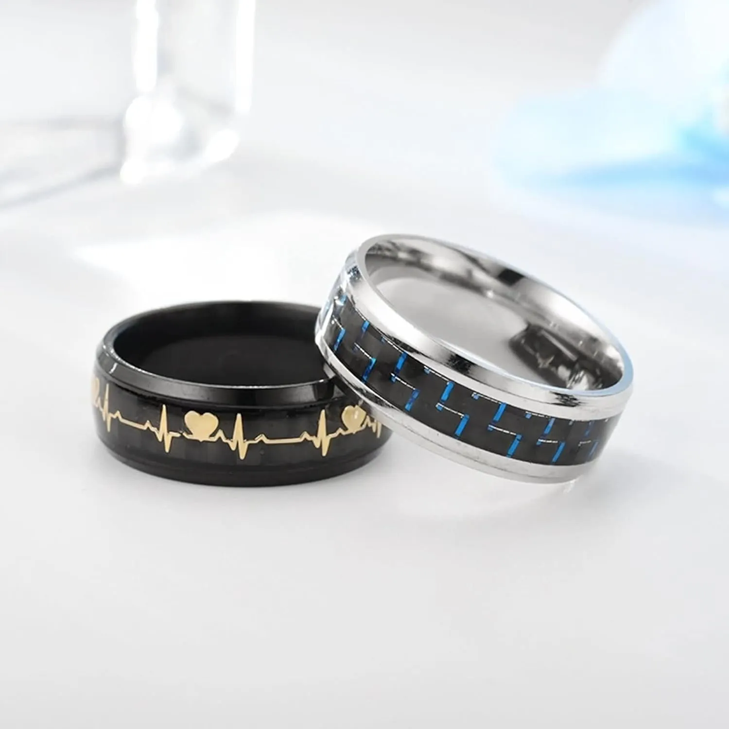 Rings, Promise Rings for Couples Stainless Steel Anniversary Ring Size for Women
