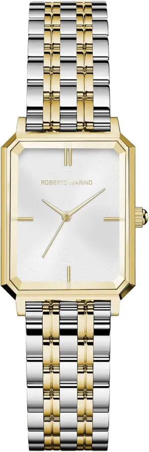 RM1982 Womens Luxury Watch Rectangular Gold  Japanese Quartz Movement, Vintage Stainless Steel Design, Silver Dial, Elegant Dress Timepiece, 3ATM Water Resistant  Reloj para Mujer