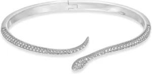 Rocksbox Alemany Snake Hinged Cuff - Adjustable Silver Bracelet - High-Polish Silver Plating with Cubic Zirconia Pave - Premium Quality Jewelry
