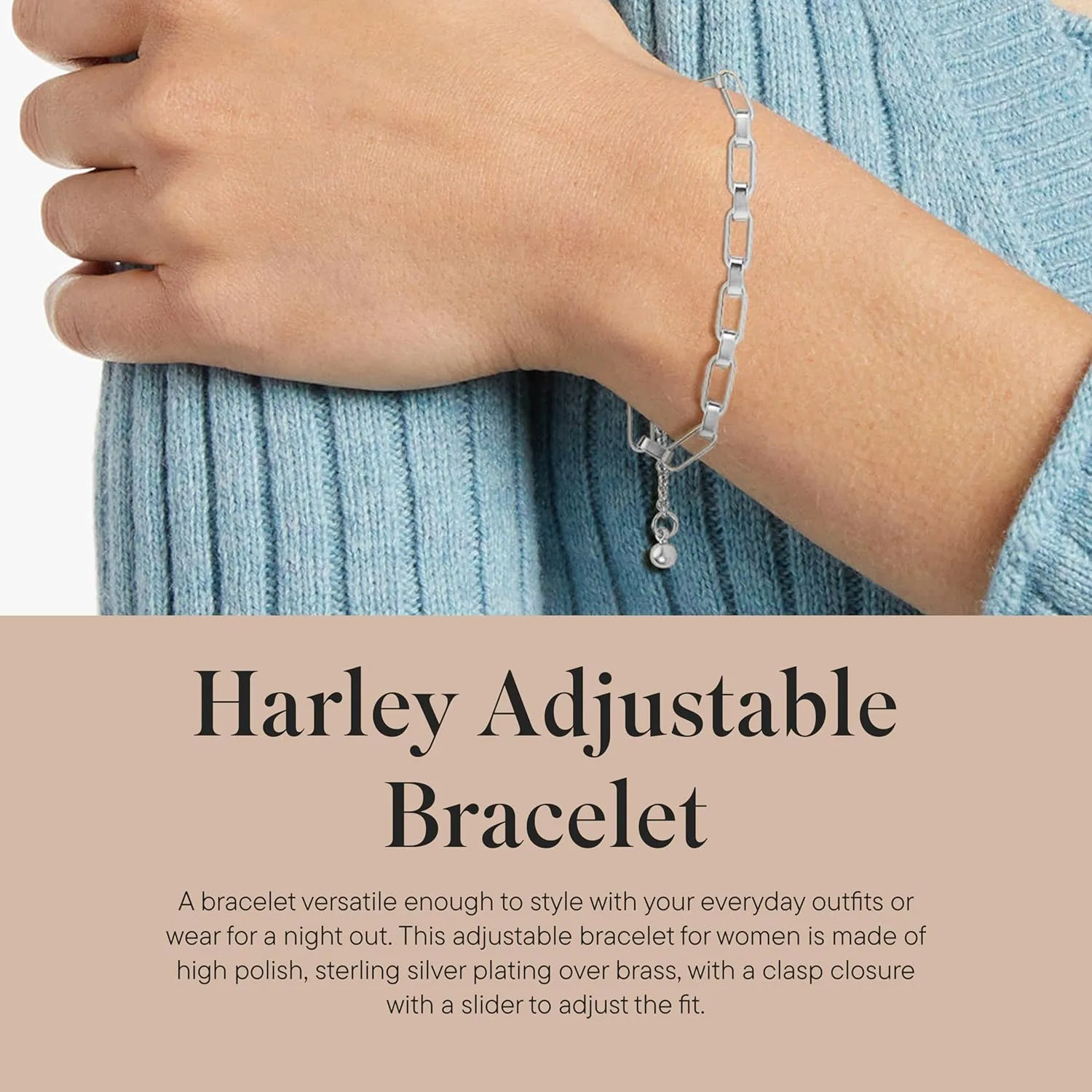Rocksbox Harley Adjustable Chain Bracelet - Adjustable Bracelet - High Polish Plating - Premium Quality Jewelry