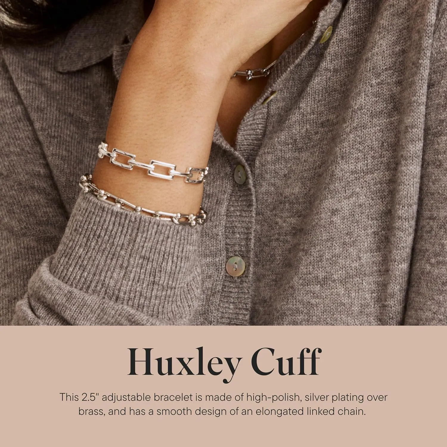 Rocksbox Huxley Cuff Bracelet - Adjustable Bracelet for Women - High Polish Plating - Premium Quality Jewelry