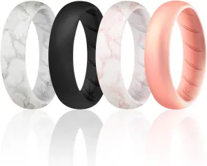 ROQ Silicone Rubber Wedding Ring for Women, Rubber Silicone Wedding Band, Bridal Jewelry Set, Anniversary Rings, Promise Ring, 5.5mm Wide 2mm Thick, Multi Packs, Multi Colors