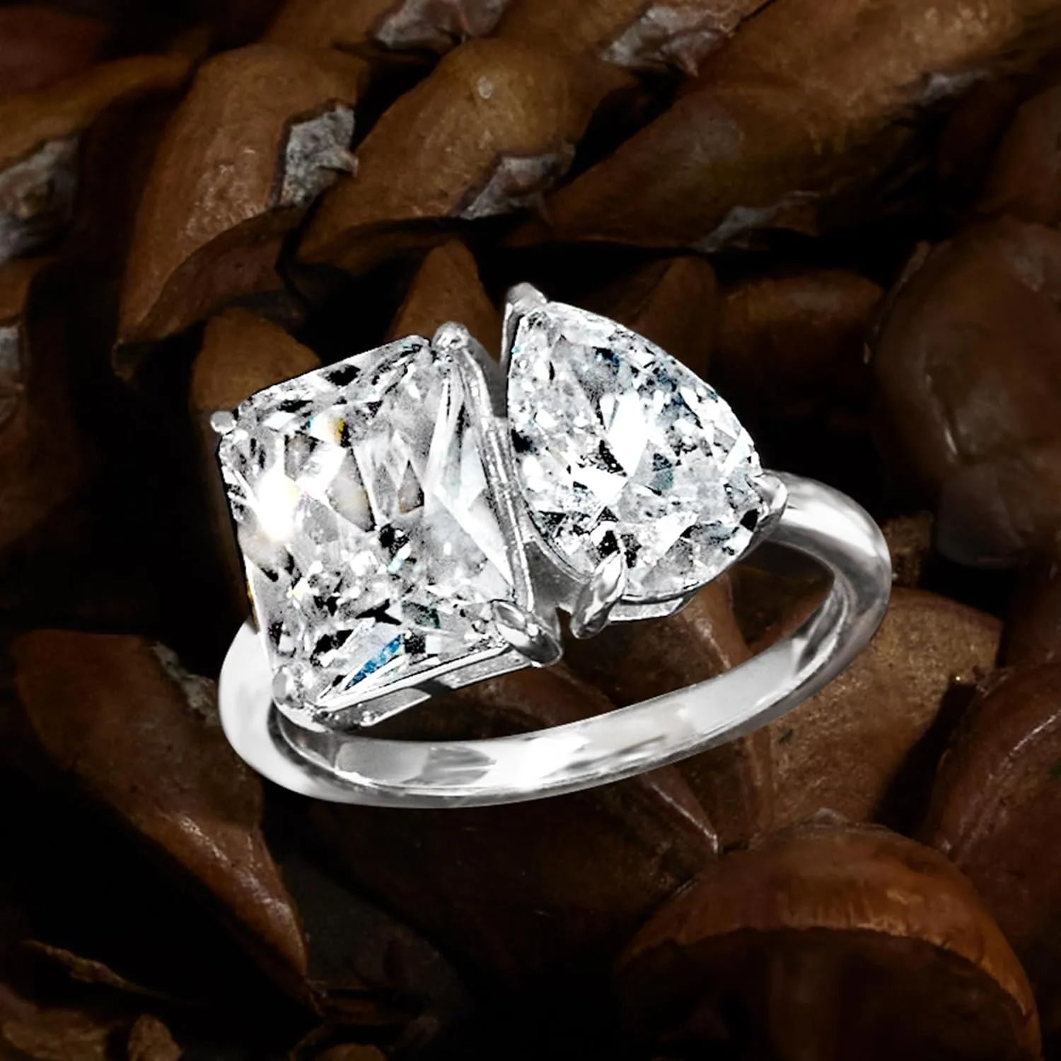 Ross-Simons 5.70 ct. t.w. CZ Toi Et Moi Ring in Sterling Silver