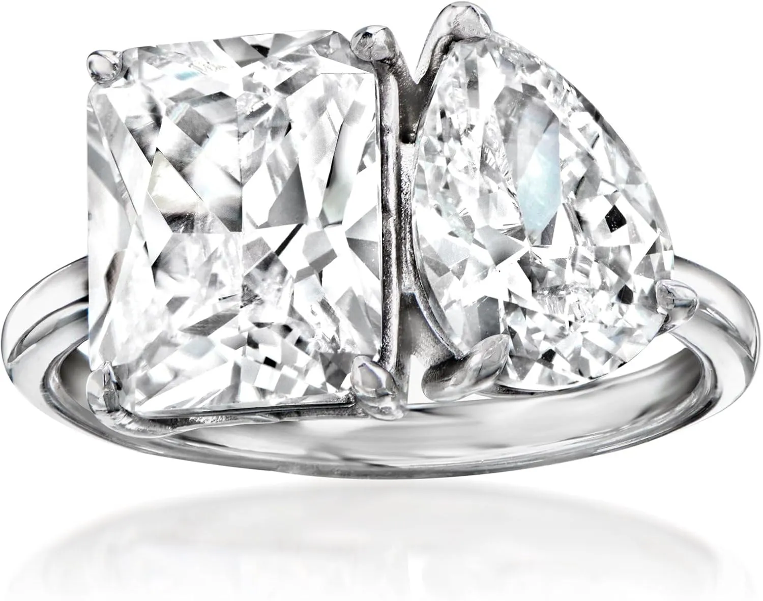 Ross-Simons 5.70 ct. t.w. CZ Toi Et Moi Ring in Sterling Silver