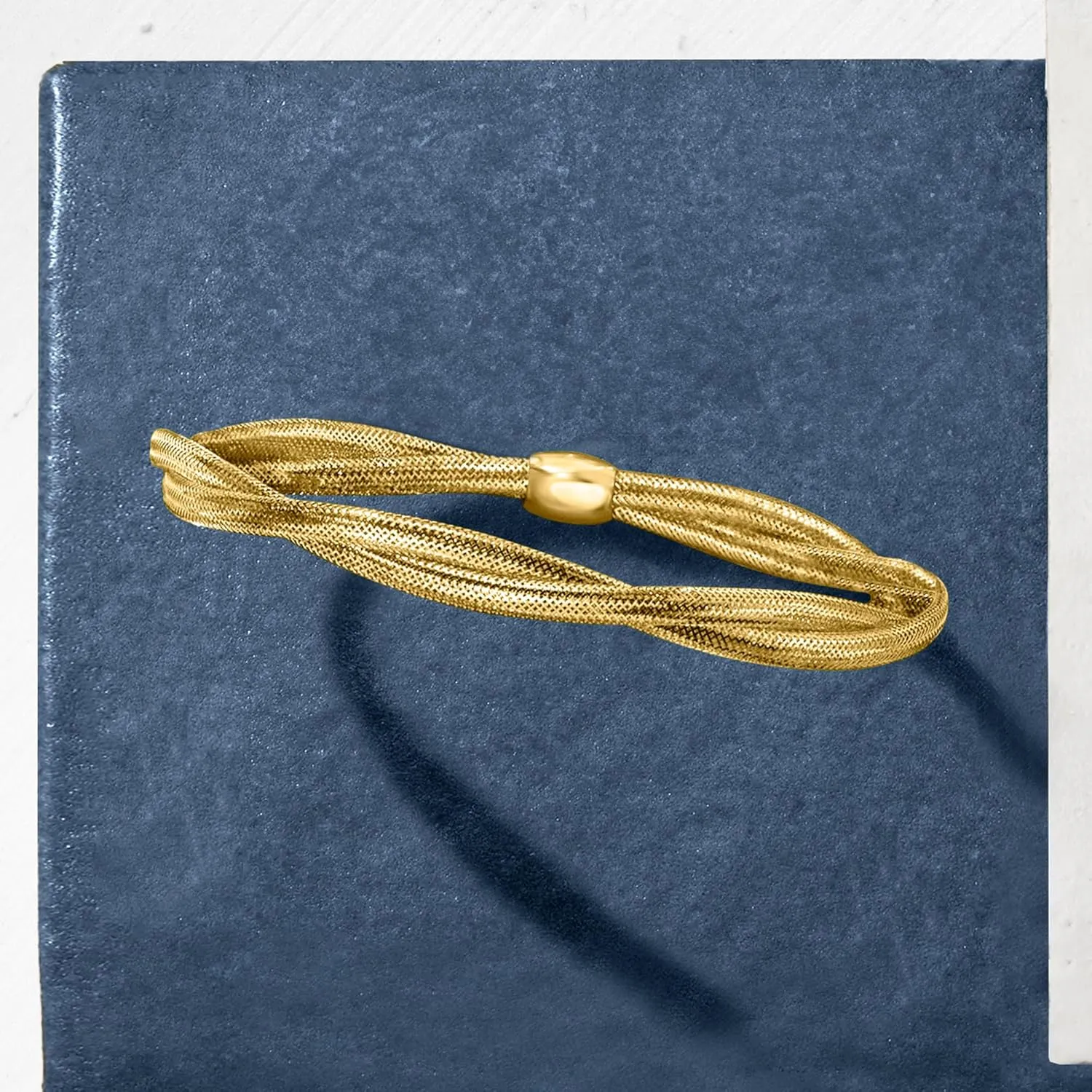 Ross-Simons Italian 14kt Yellow Gold Double-Mesh Bangle Bracelet