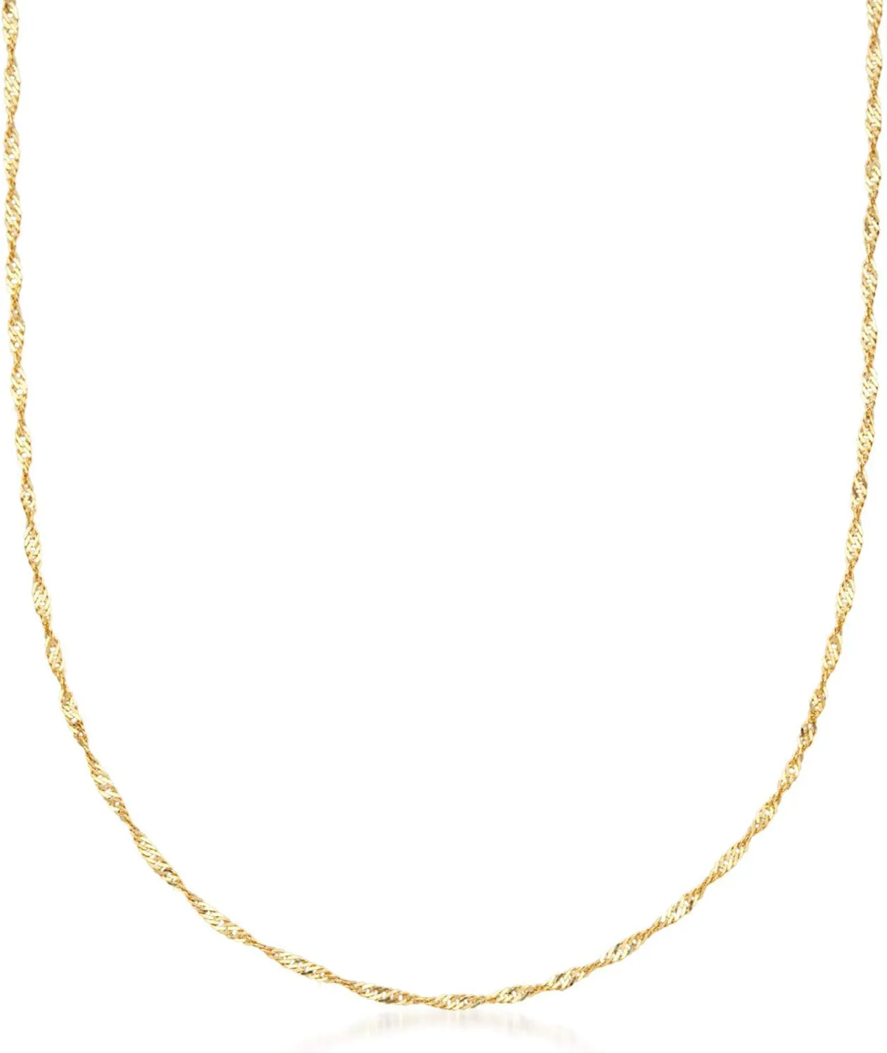 Ross-Simons Italian 18kt Yellow Gold Diamond-Cut Singapore-Chain Necklace