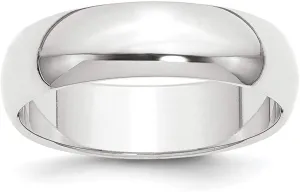 Roy Rose Jewelry Platinum 6mm Wide Polished Half-Round Wedding Band Ring Sizes 4 to 12