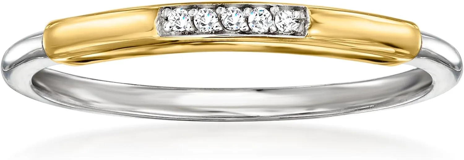 RS Pure by Ross-Simons Diamond Ring in Sterling Silver and 14kt Yellow Gold