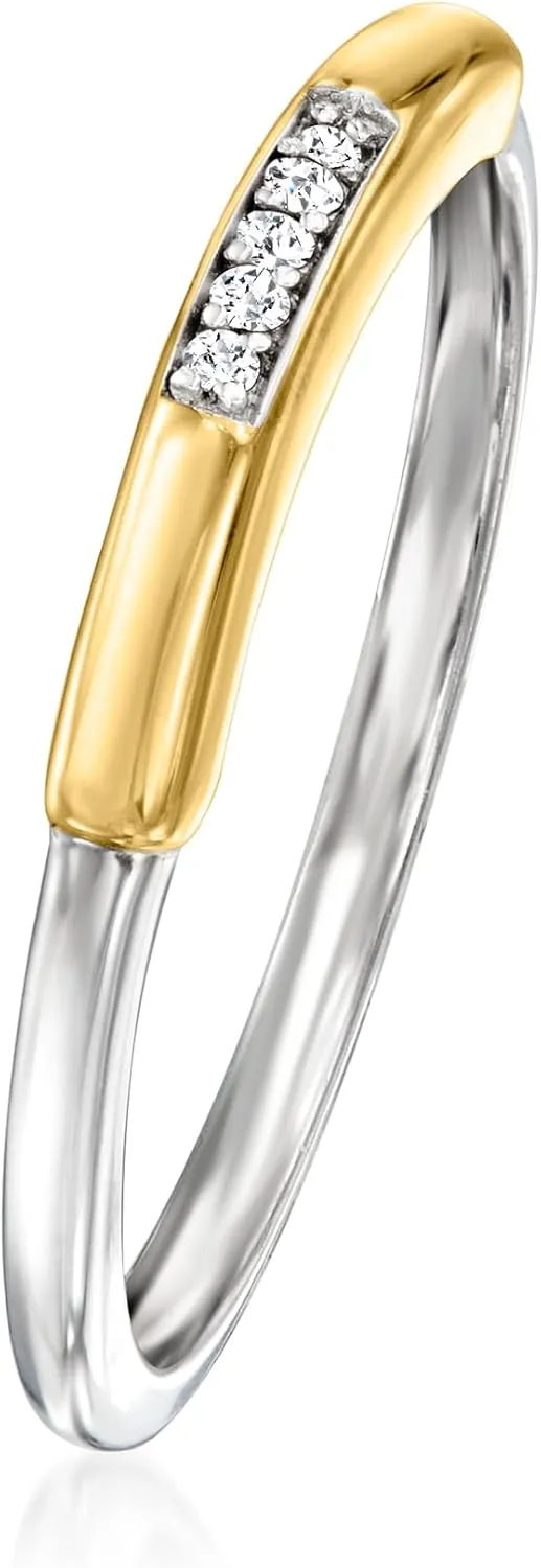 RS Pure by Ross-Simons Diamond Ring in Sterling Silver and 14kt Yellow Gold