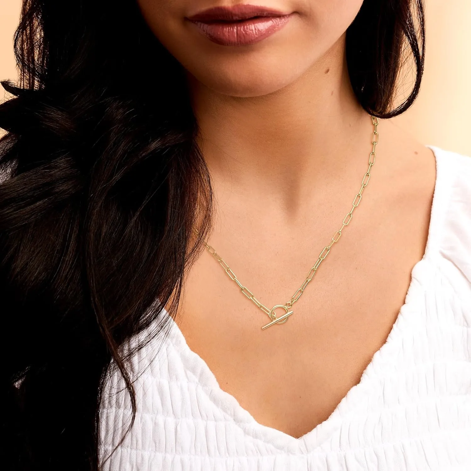 RS Pure by Ross-Simons Italian 18kt Gold Vermeil Paper Clip Link Toggle Necklace