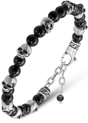 RTZN Skull Bracelets for Men  Premium Artisan Handcrafted Black Obsidian Bracelet  6MM Beaded Adjustable Skull Bracelet for Women and Mens Memento Mori Bracelet