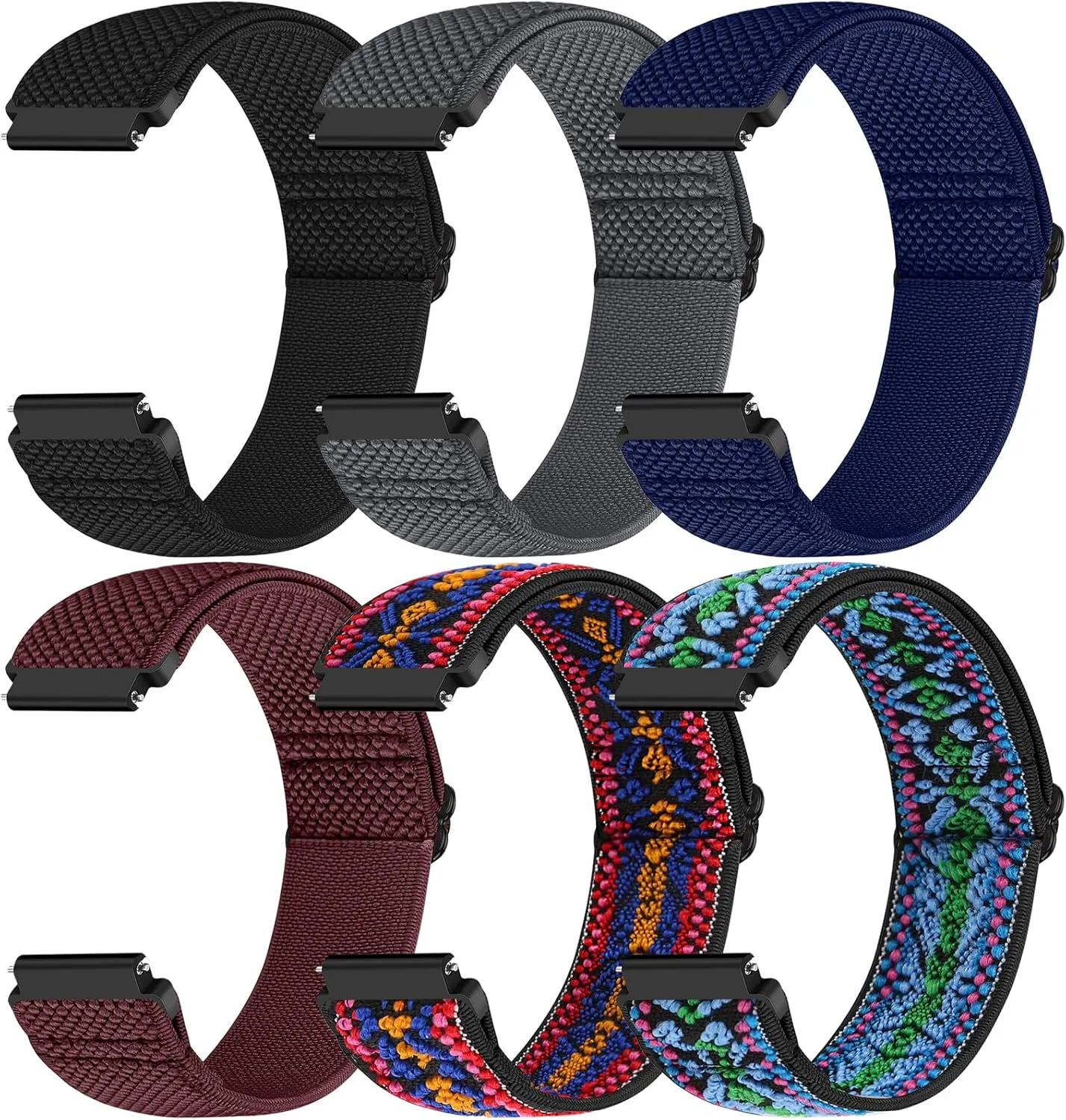 Runostrich Quick Release Nylon Watch Band - Choice of Width - 18mm, 19mm, 20mm, 22mm,24mm Elastic Watch Straps Adjustable Stretchy Solo Loop Sport Nylon Replacement Wristband