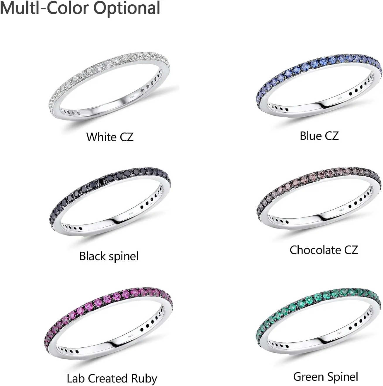 Santuzza 925 Sterling Silver Stackable Ring Engagement Wedding Band Stacking Ring for Women