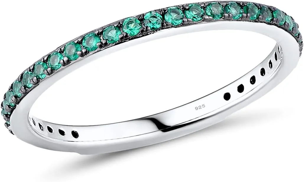 Santuzza 925 Sterling Silver Stackable Ring Engagement Wedding Band Stacking Ring for Women