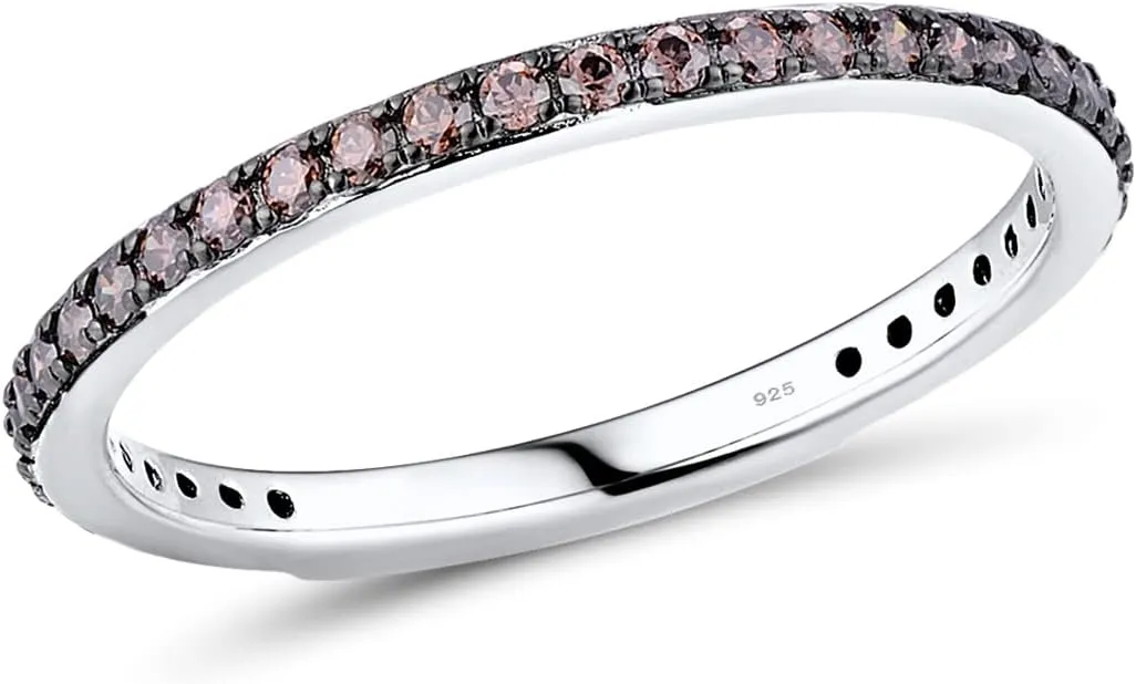 Santuzza 925 Sterling Silver Stackable Ring Engagement Wedding Band Stacking Ring for Women
