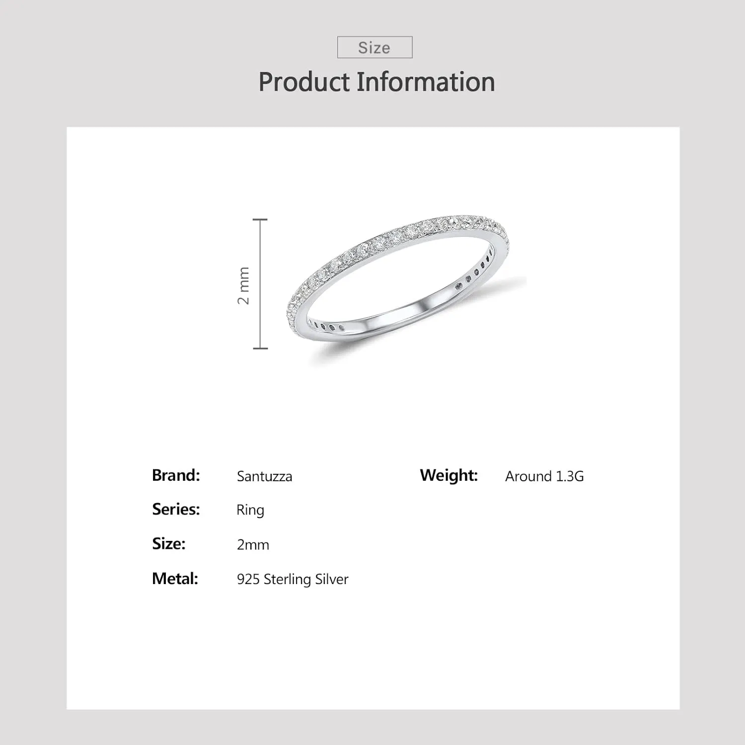 Santuzza 925 Sterling Silver Stackable Ring Engagement Wedding Band Stacking Ring for Women
