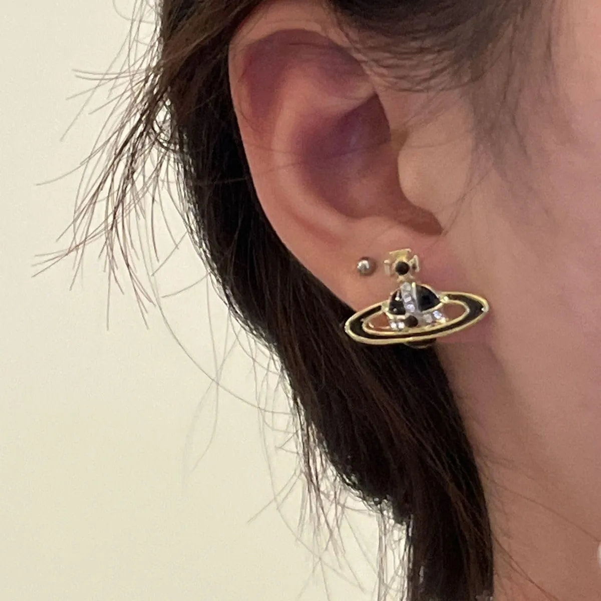 Saturn Earrings for Women Aesthetic Cubic Zircon Silver Saturn Planet Stud Earrings Fashionable Saturn Planet Pendant Earrings Classic Saturn Planet Gold Zircon Inlaid Saturn Earrings Jewelry Gift