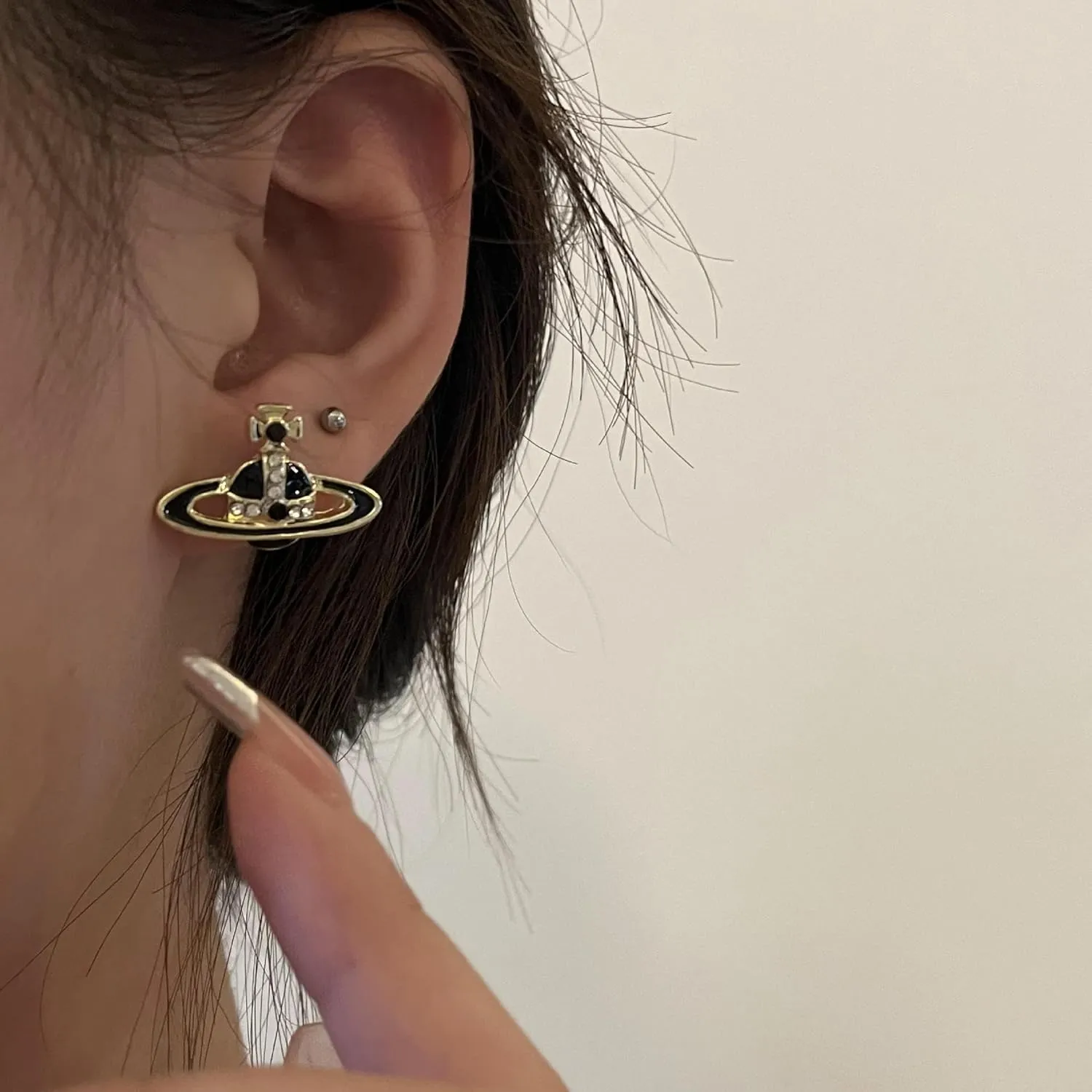 Saturn Earrings for Women Aesthetic Cubic Zircon Silver Saturn Planet Stud Earrings Fashionable Saturn Planet Pendant Earrings Classic Saturn Planet Gold Zircon Inlaid Saturn Earrings Jewelry Gift