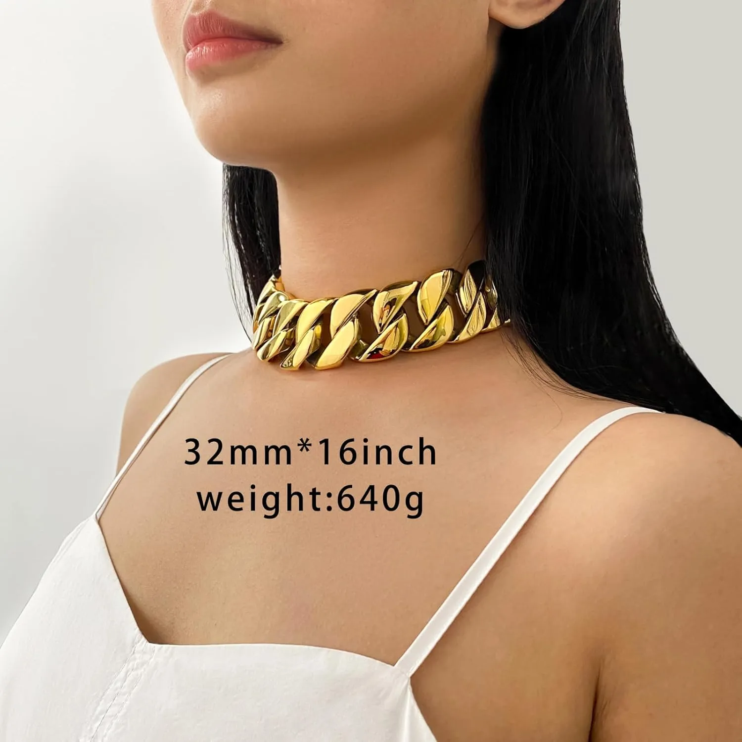 SDA Chunky Gold Chain Necklace - Heavy and Waterproof 316L Surgical Steel with 18K Gold Plating for Modern Men and Women into Hip Hop Fashion
