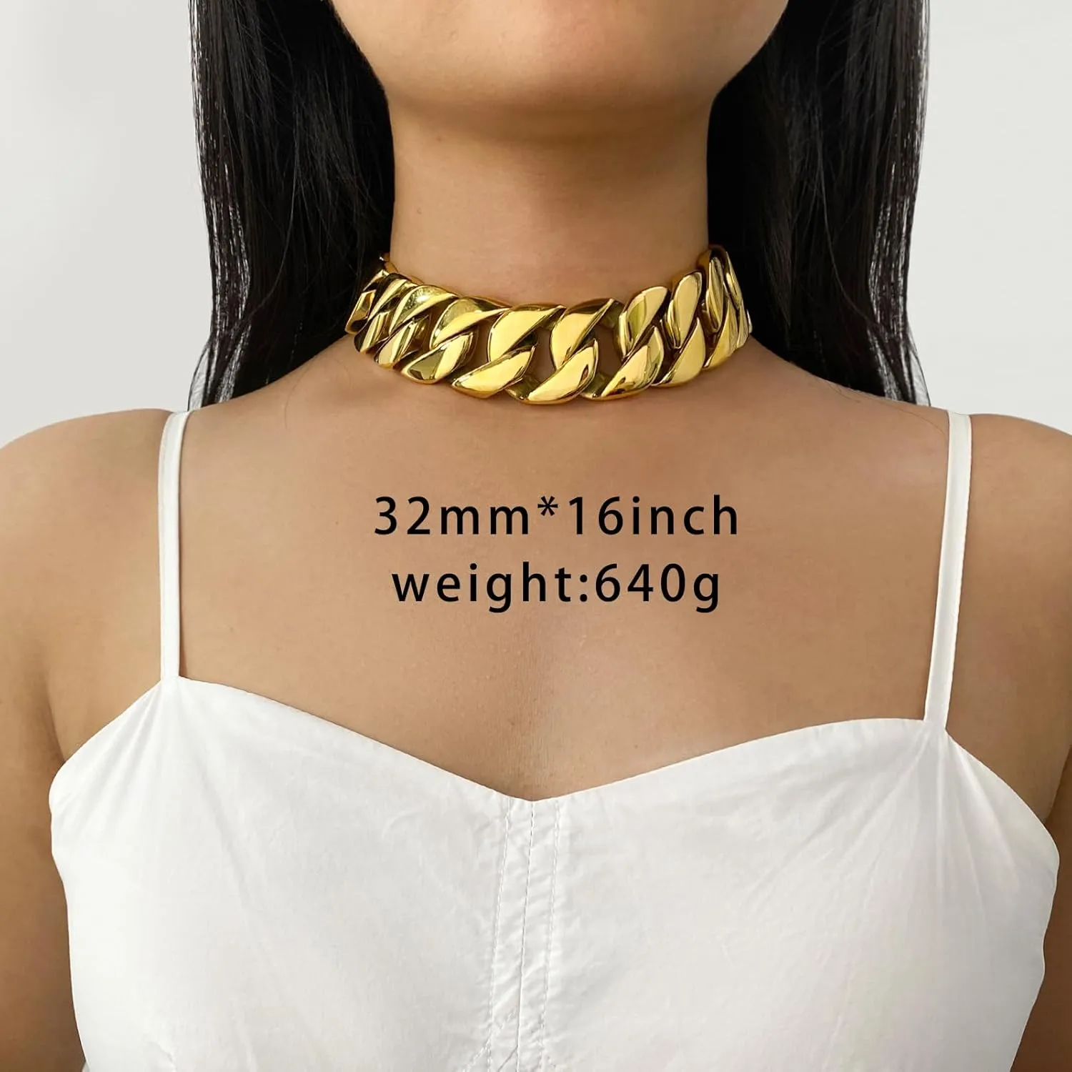 SDA Chunky Gold Chain Necklace - Heavy and Waterproof 316L Surgical Steel with 18K Gold Plating for Modern Men and Women into Hip Hop Fashion