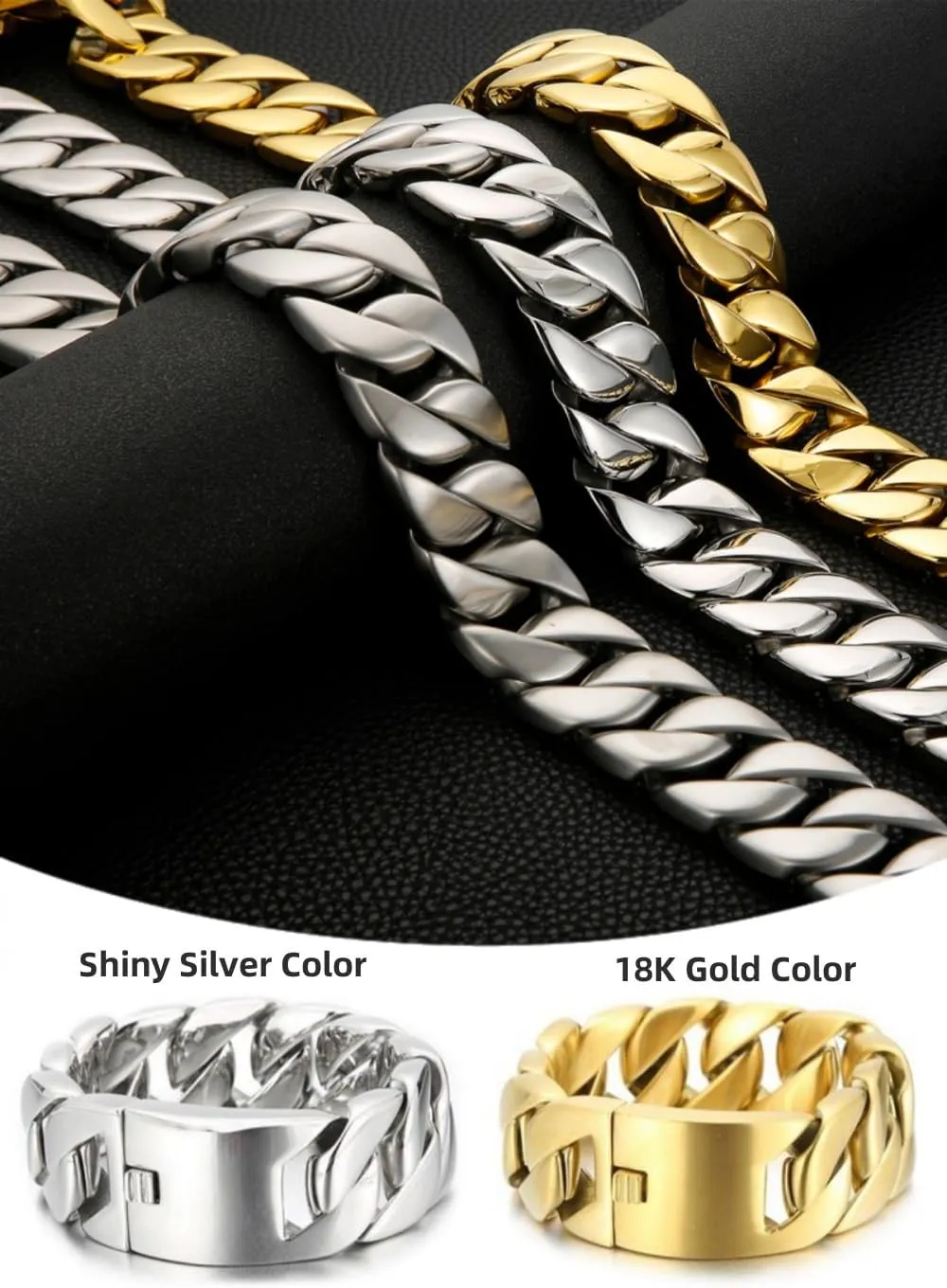 SDA Chunky Gold Chain Necklace - Heavy and Waterproof 316L Surgical Steel with 18K Gold Plating for Modern Men and Women into Hip Hop Fashion