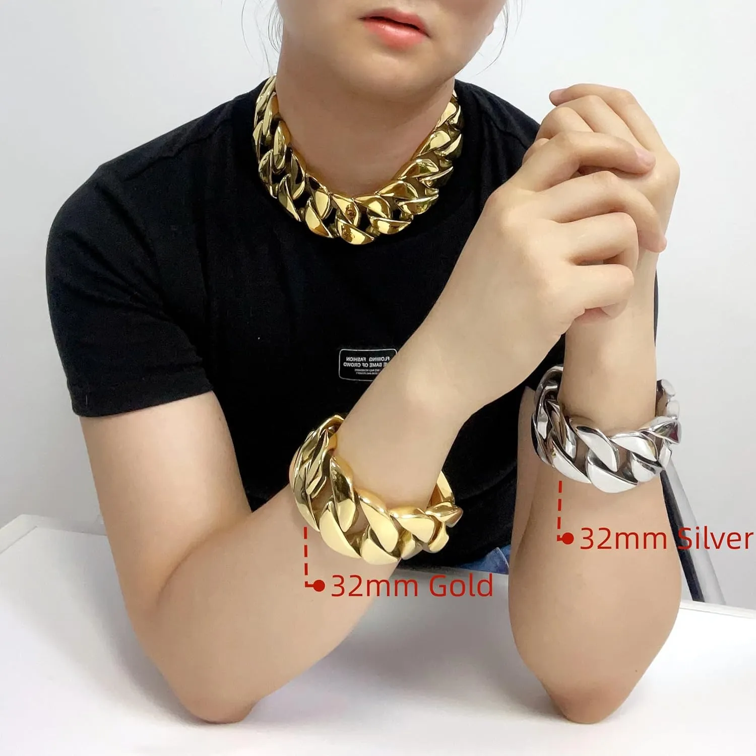 SDA Chunky Gold Chain Necklace - Heavy and Waterproof 316L Surgical Steel with 18K Gold Plating for Modern Men and Women into Hip Hop Fashion