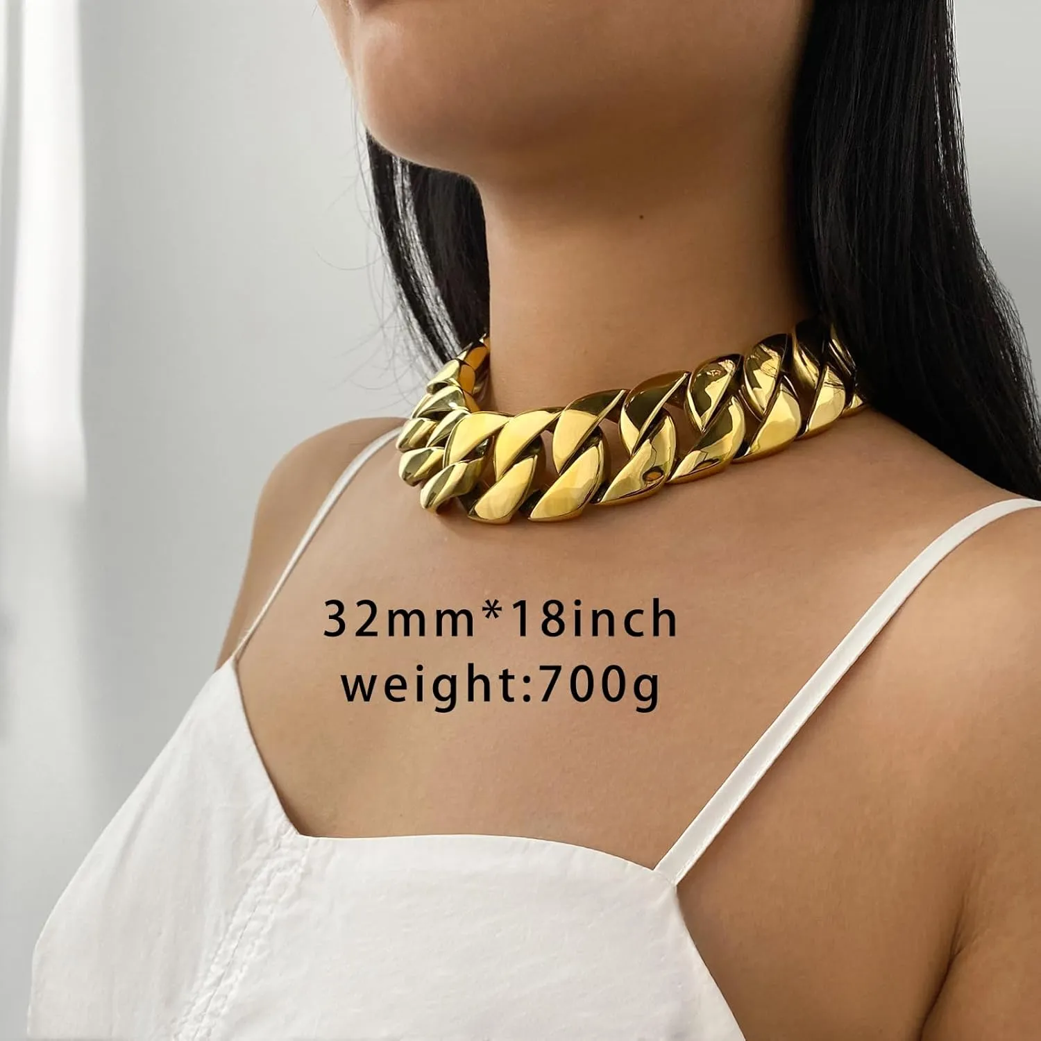 SDA Chunky Gold Chain Necklace - Heavy and Waterproof 316L Surgical Steel with 18K Gold Plating for Modern Men and Women into Hip Hop Fashion