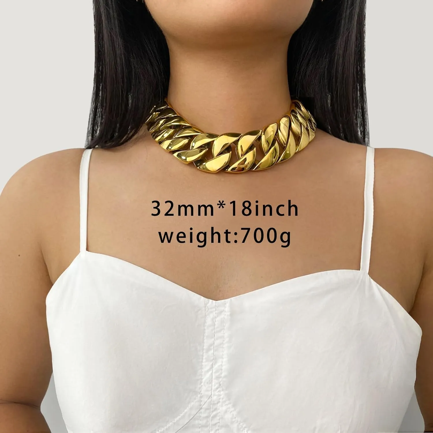 SDA Chunky Gold Chain Necklace - Heavy and Waterproof 316L Surgical Steel with 18K Gold Plating for Modern Men and Women into Hip Hop Fashion