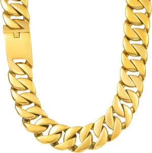 SDA Chunky Gold Chain Necklace - Heavy and Waterproof 316L Surgical Steel with 18K Gold Plating for Modern Men and Women into Hip Hop Fashion