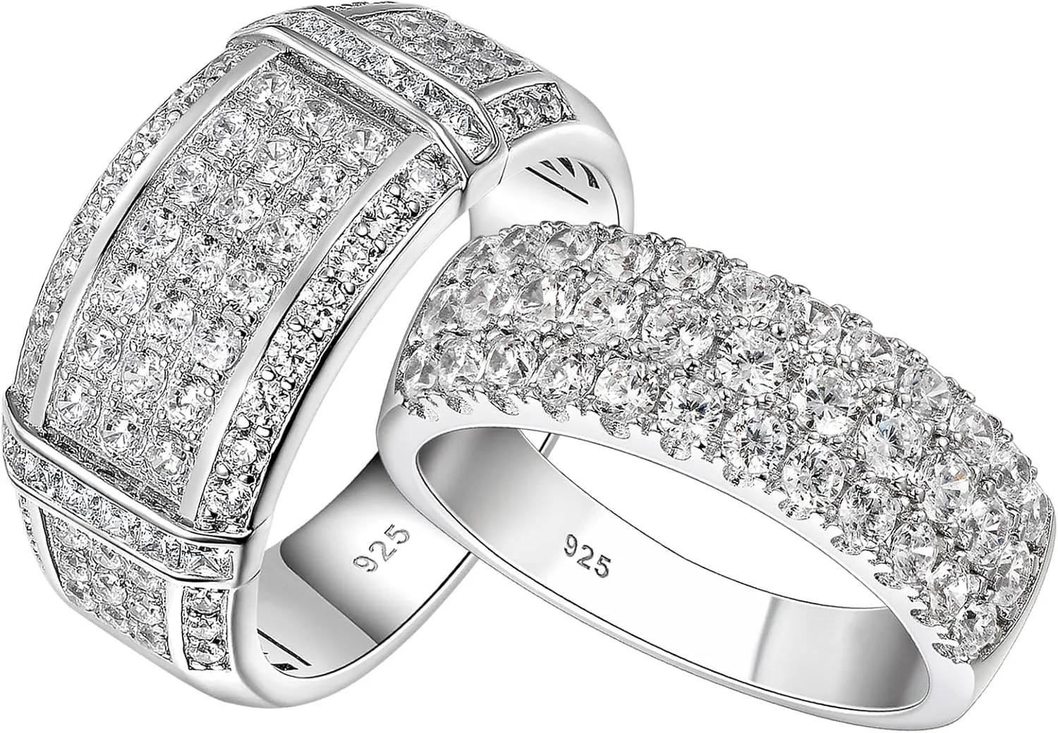 SELOVES His and Hers Wedding Rings AAAAA CZ Weeding Band Couple Wedding Ring Sets 925 Sterling Silver Sz 6 13