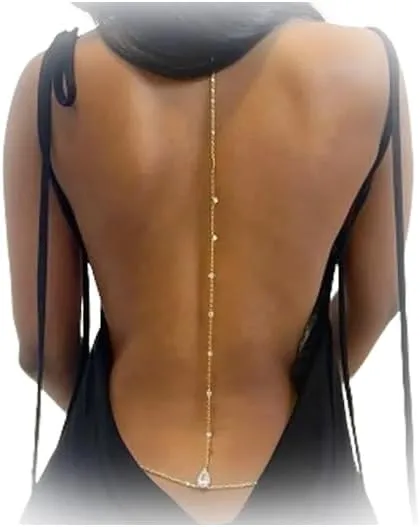 Sexy Rhinestone Back Chain Necklace for Backless Dress Bridal Wedding Rhinestone Backdrop Chain Jewelry Crystal Simple Waist Chain Jewelry for Women