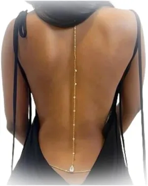 Sexy Rhinestone Back Chain Necklace for Backless Dress Bridal Wedding Rhinestone Backdrop Chain Jewelry Crystal Simple Waist Chain Jewelry for Women