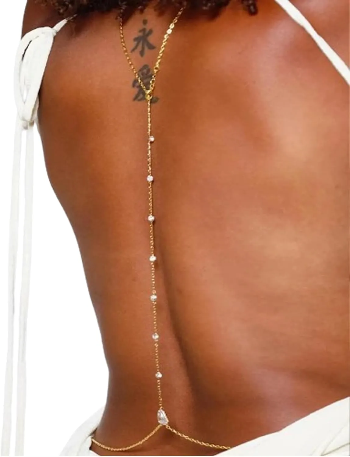 Sexy Rhinestone Back Chain Necklace for Backless Dress Bridal Wedding Rhinestone Backdrop Chain Jewelry Crystal Simple Waist Chain Jewelry for Women