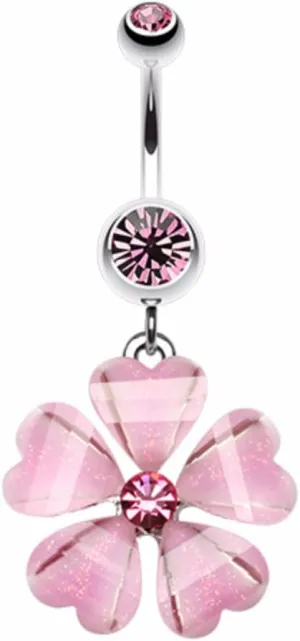 Shimmering Hearty Flower WildKlass Belly Button Ring