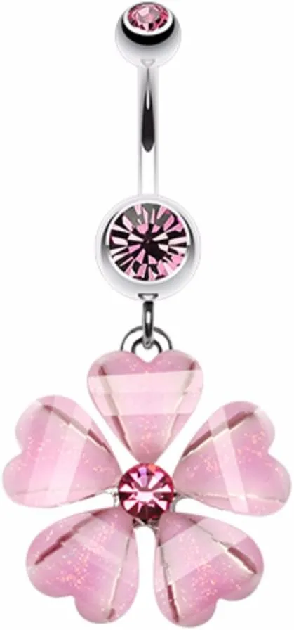 Shimmering Hearty Flower WildKlass Belly Button Ring