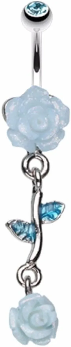 Shimmering Rose Vine Belly Button Ring