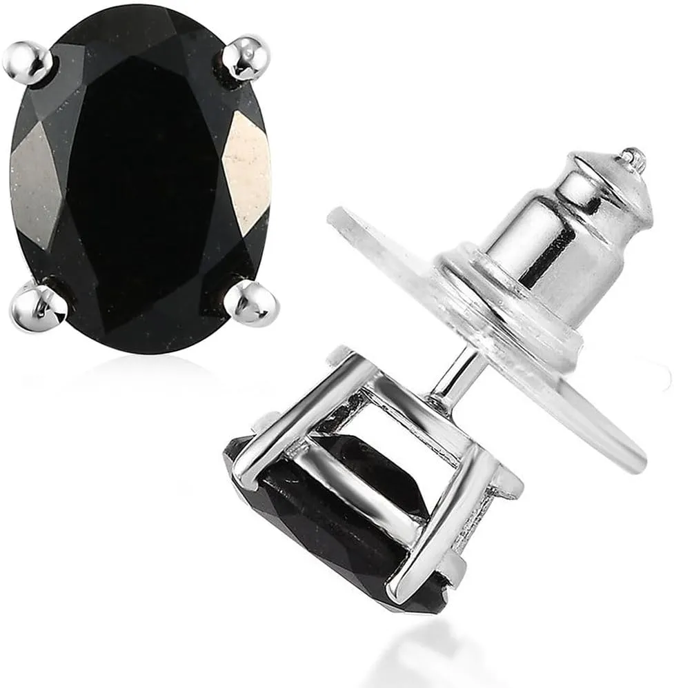 Shop LC Tourmaline Black Stud Earrings for Women 925 Sterling Silver Platinum Plated Goth Comfy Birthday Gifts for Women